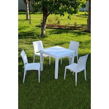 Beyaz Rattan Masa Takımı Beyaz