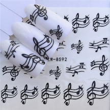 Müzik Nota Sol Anahtarı Tırnak Süsleme Dövmesi Vinil Sticker