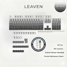 136 Tuş Siyah- Beyaz Kademeli Keycap- Mekanik Klavye Tuş Takımı