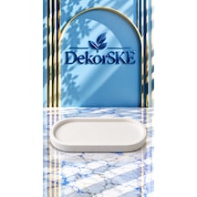 Dekorske - Taş Tozu Oval Dekoratif Tepsi - 18x10 Cm - El Yapımı Takı, Mum Ve Ev Aksesuarları Sunum Tepsisi Dekoratif Objeler