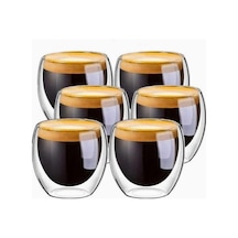 Needd Çift Katmanlı Espresso Cam Bardak Seti 6'lı 80 Ml Borosilikat Double Wall Isı Yalıtımlı Şeffaf