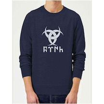 Göktürk Türk Teşkilatı Mahsusa Baskılı Indigo Erkek Sweatshirt