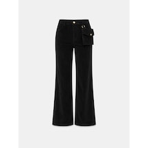 Xint Siyah Lüks Dokulu Soft Kadife Oversize Pantolon 201305