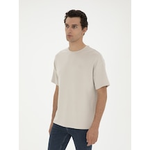 Taş Slim Fit Bisiklet Yaka T-shirt Gri