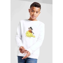 Tshirthane Anime Dragon Ball Baskılı Unisex Çocuk Beyaz Sweatshirt (534763676) Beyaz