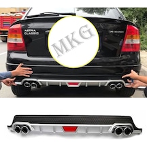 Opel Astra G Uyumlu Gri Difüzör Difizör Yuvarlak Egzoz Görünüm Kulaklı Tip 1998 - 2004