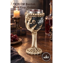 2 Adet İskelet Eli Tutan 3d Kabartmalı Paslanmaz Çelik Kadeh 7x19 Cm Bardak, Shot Cup, Goblet