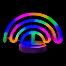 Neon Işıklı Gökkuşağı Masa Gece Lambası Pil Ve Usb Çok Renkli