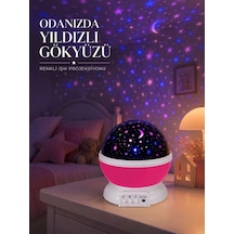 Pembe Döner Yıldız Projektörü Usb Ve Pilli Kullanımlı Gece Lambası Diğer