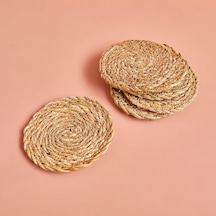 Bella Maıson Rafe Örgü Rattan Bardak Altlığı, Naturel, 6 Adet, Çap: 10 Cm Diğer
