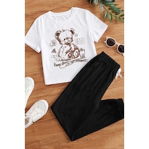 Çocuk Bear Bear Alt - Üst Eşofman Takımı Beyaz