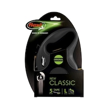 Flexi New Classic Siyah Otomatik Şerit Köpek Gezdirme Tasması-L Siyah
