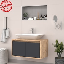 Banos Roomart 2 Kapaklı Lavabolu Ahşap-Antrasit Mdf 85Cm Banyo Antrasit