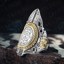 Takılingo 925 Ayar Gümüş Selçuklu İşlemeli Ayarlanabilir Zihgir Erkek Yüzük Gümüş