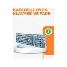 Kablosuz Retro Klavye Ve Mouse Seti 104 Tuşlu Sevimli Tasarım - Karbul4505-2842 Renkli