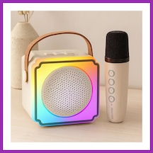 Bezos Karaoke Mikrofonlu Taşınabilir Bluetooth Hoparlör Işıklı, Usb Şarjlı Bty