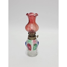Antika Renkli Cam Gaz Lambası 024 Pembe