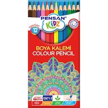 Pensan Kidz Kuru Boya Kalemi 12 Renk Tam Boy Çok Renkli
