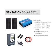 Sensation Solar Set Paket 1 Karavan,bağ Evi Monokristal Güneş Paneli-mppt-inverter Tam Sinüs Şarjlı