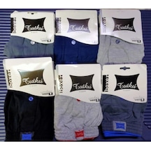 % 100 Penye 6 Adet Dügmeli Boxer Asorti Düz Renk