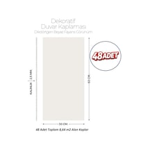 30x60 Cm Kendinden Yapışkanlı Duvar,banyo,tezgah Arası Kırık Beyaz Desen -48 Adet 8811-48