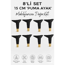 Puma 15 Cm Siyah-altın 8 Adet Mobilya Kanepe Tv Ünitesi Dolap Kosol Ayağı Altın