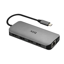 Bix BX10HB 5Gbps Type-C to 4K 30Hz HDMI Ethernet USB 3.0 PD SD TF Kart Okuyucu Dönüştürücü Adaptör Hub