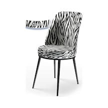 Canisa Concept Dexa Serisi Üst Kalite 1.sınıf Zebra Desen Metal, Siyah Ayaklı Sandalye Sandalye Zebra Desen Ayakları Siyah