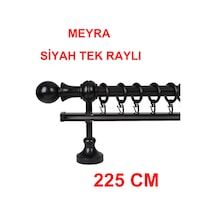 Meyra Demonte Başlıklı Ahşap Rustik Perde Askısı - Tek Raylı -siyah 225 Cm Siyah