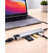 Type C Hub Çoklayıcı 8 Port Usb Hdmı Rj45 Kart Okuyucu