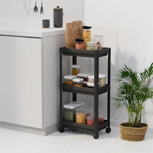 3 Katlı Tekerlekli Raf Ünitesi - 36x71x23 Cm Dar Alan Düzenleyici - Mutfak Ve Banyo Için Aletsiz Kurulum Servis Arab Çok Renkli