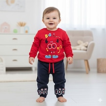 İkili Baskılı Bebek Takımı Kırmızı