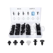 Oto Fastener Klips Seti 100 Adet 6 Boyut Tampon Kapı Döşeme Pervaz Tutucu Plastik Klips Çeşitle Standart