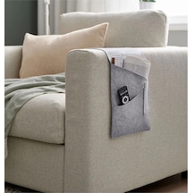 Premium Ürün Kaliteli Koltuk Kenarı Kumandalık 95x25 Cm Cepli Kolçak Kılıfı Gri Düzenleyici Gri