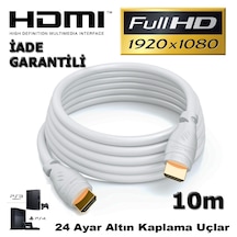10M Metre Hdmi Kablo 1.4 V 3D Beyaz Tv Ps3 Lcd Kablo