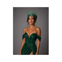 Diamond Veil Crown Alınlıklı Gelin,kına,nişan,söz,after,bride,party Taç Yeşil - 885835840 Yeşil
