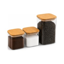Vakumlu 3'lü Bambu Saklama Kabı Seti, 2800 Mililitre, Sert Dayanıklı, Hava İle Temas Etmez Sızdırmaz Kapak, Ahşap Kapaklı, 700ml X2 Ve 1400ml, Bpa İçermez