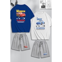 Unisex Kadın Erkek I'm Sally & Mcqueen Baskılı Sevgili Çift Kombini Tasarım Oversize T Shirt Ve Şort Mavi Beyaz Gri Mck0421 Çok Renkli