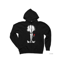 Einstein Emc2 Siyah Fermuarlı Kapşonlu Sweatshirt