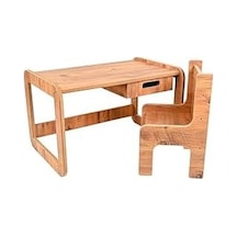 Tek Kişilik Çekmeceli Ahşap Çocuk Oyun & Aktivite Masa Ve Takımı - 18mm Ceviz Renk Mdf Abanoz