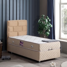 Setaymobilya Diego Tek Kişilik Bej Baza + Başlık + Deluxe Ortopedik Yatak