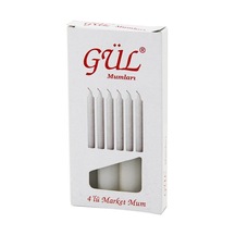 Gül Mum-203 Beyaz Klasik Mum 4 Parça, İnce, 1.6cm Çap, 12cm Uzunluk