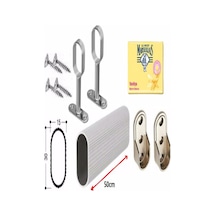 Askılık Borusu Oval 50cm +2 Adet Oval Ayaklı Flanş +2 Adet Oval Sabit Flanş + Montaj Vidaları Set Do
