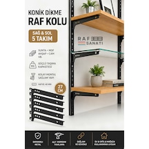 5 Takım Raf Destek Kolu 27 Cm 40 Hatve Ahşap Mdf Sunta Cam Raf Tutucu Raf Kolu Siyah