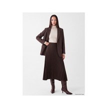 LC Waikiki Alıta Cıty Farkıyla Lcw Studıo Kahverengi Krep Düz Midi Kadın Etek Kahverengi - 931505106 Kahverengi