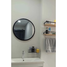 Dekoratik Yuvarlak Ayna 45 Cm Çap Antre Hol Koridor Duvar Salon Mutfak Banyo Ofis Makyaj Aynası - Siyah Siyah