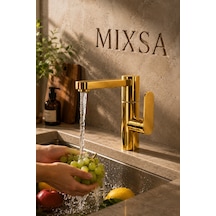 Lüx Premium Gold Silva 360 Oynar Borulu Lavabo Bataryası Özel Seri Modern Batarya Altın