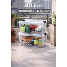 2 Adet 30 Litre Saklama Kabı Beyaz