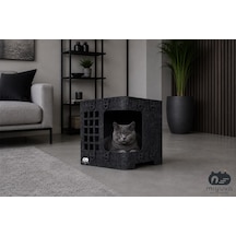 Keçe Kedi Evi Demonte, Yıkanabilir, Taşınabilir Kedi Kulübesi Ketoki Gri