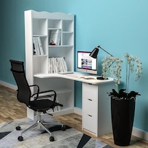 Modern Kitaplıklı Çalışma Masası Mdf Siyah